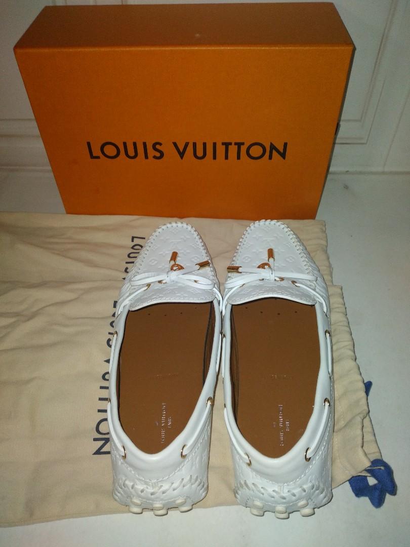 Louis Vuitton 1ABHIT Nautical Gloria Flat Loafer , White, 36.5