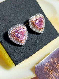 Mimi's Market Double Halo Pink Sapphire Rose White Gold Earrings