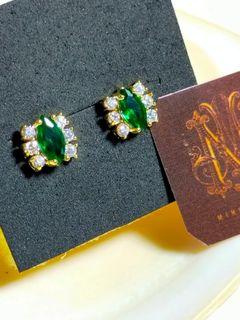 Mimi's Market Marquise Cut Emerald Winged Halo Earrings