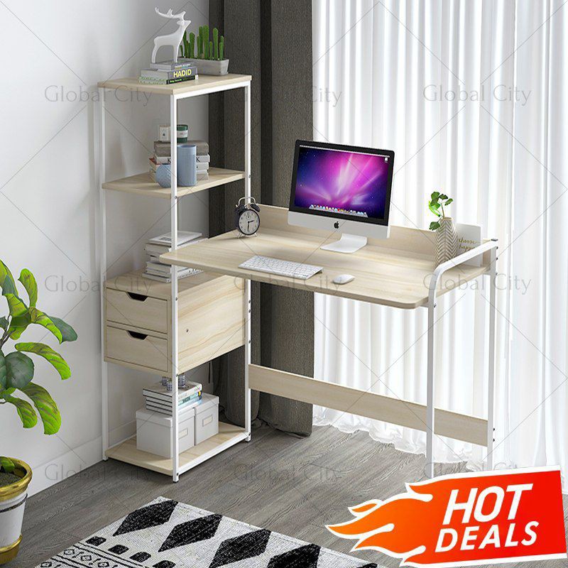 💐Multipurpose Mordern Desktop Table Study Table Office Table with Shelf ...