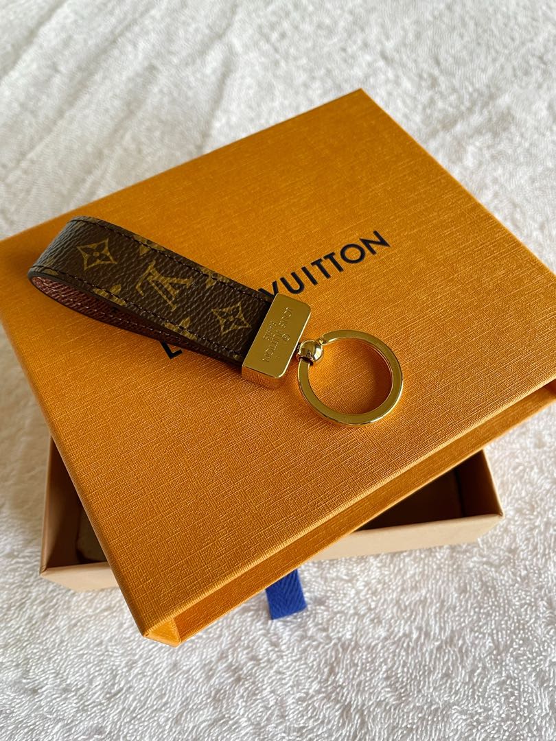 LOUIS VUITTON Monogram Canvas Leather LV Dragonne Key Ring