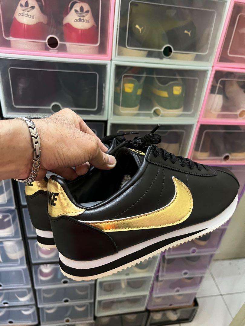 NIKE CLASSIC CORTEZ LEATHER BLACK METALLIC GOLD Men s Fashion