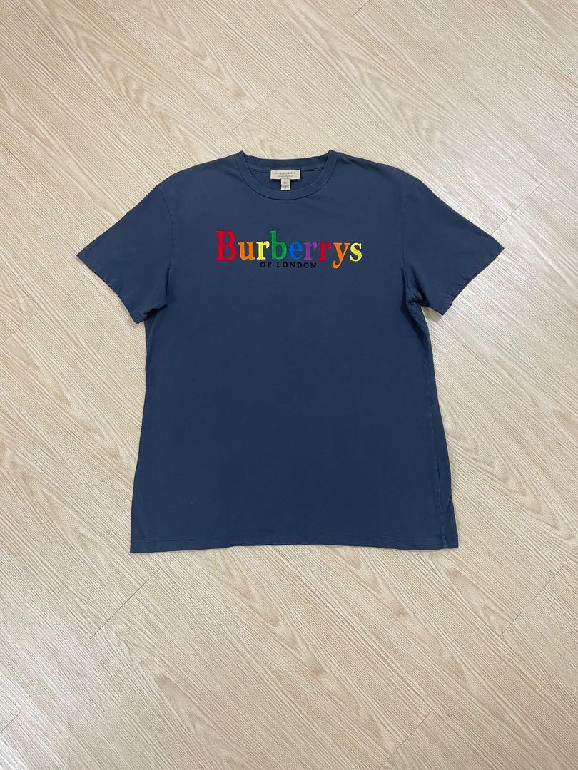 Rare Burberrys Of London Velvet Multicolor Spell Out Tee Men s