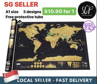 <ready stock>Scratch map world map gift travel travelogue
