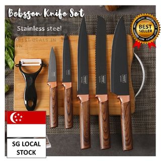  Babish 5 Piece 1.4116 German Steel Magnetic Forged Kitchen Knife  Block Set: Home & Kitchen