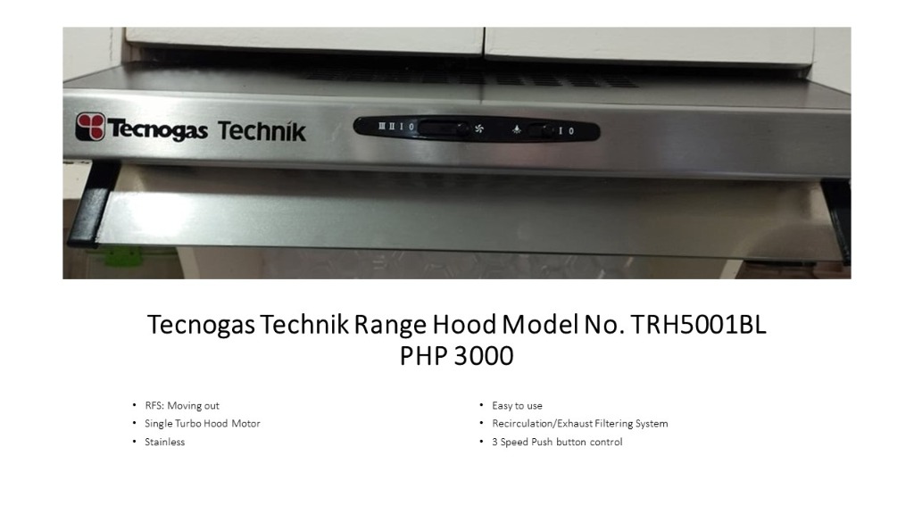 Tecnogas Range Hood (50cm), TV & Home Appliances, Kitchen Appliances