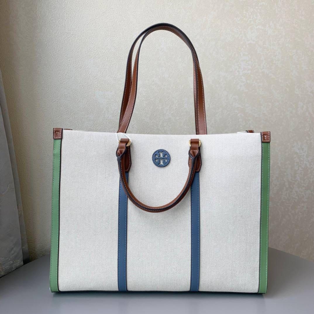 Tory burch canvas tote outlet