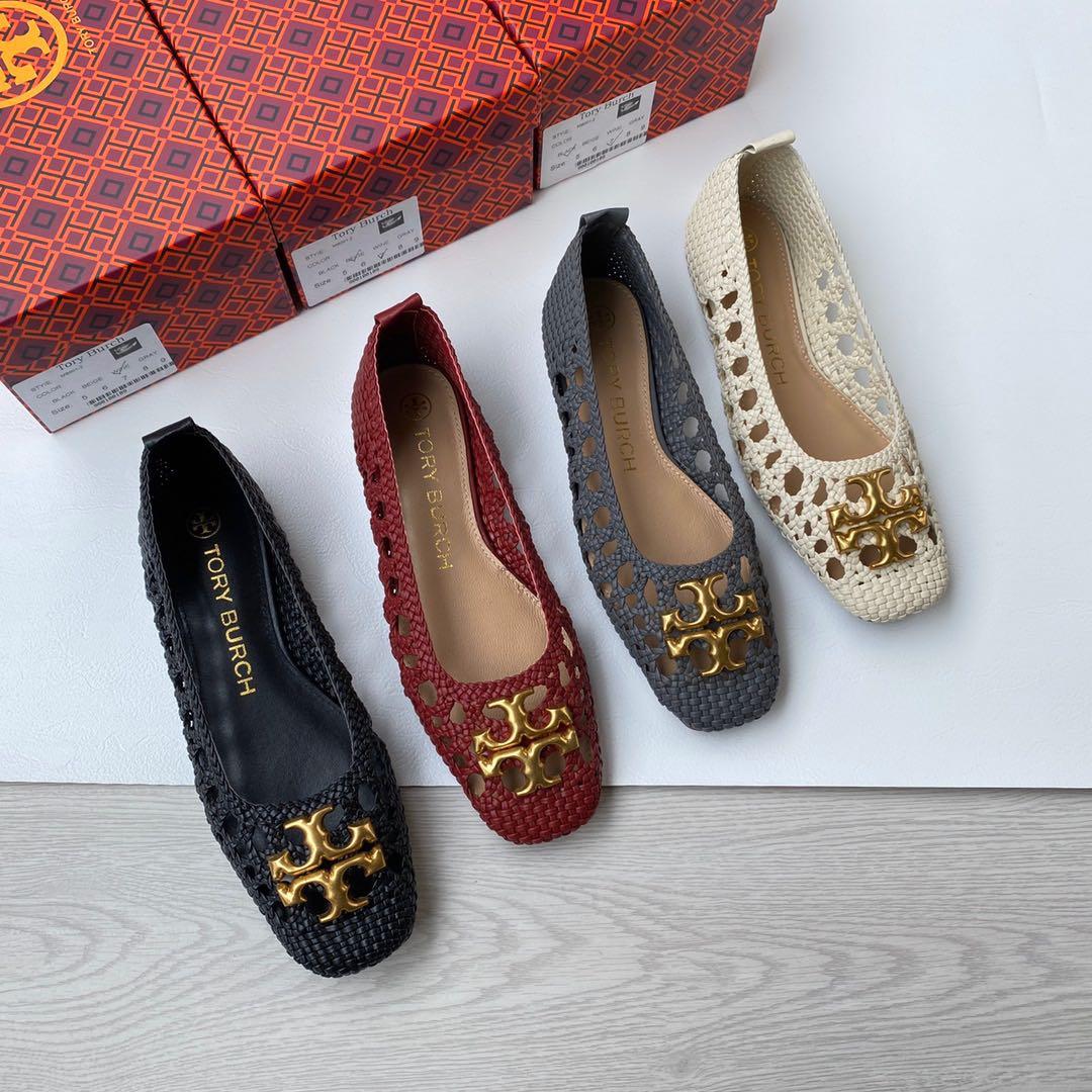 Tory burch woven flats sales