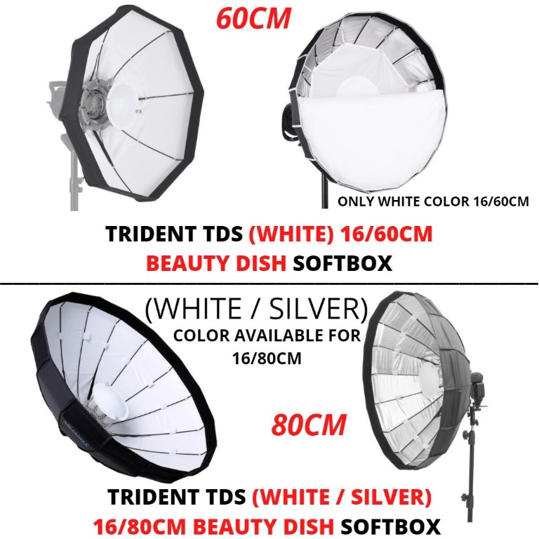 Andoer 8-Pole 60cm White Foldable Beauty Dish Softbox with Bowens Mount for Studio Strobe Flash Light