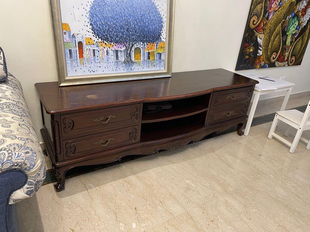 TV Console Solid Wood Victorian Style, Furniture & Home Living