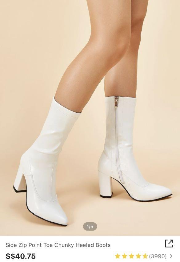 White booties clearance heels
