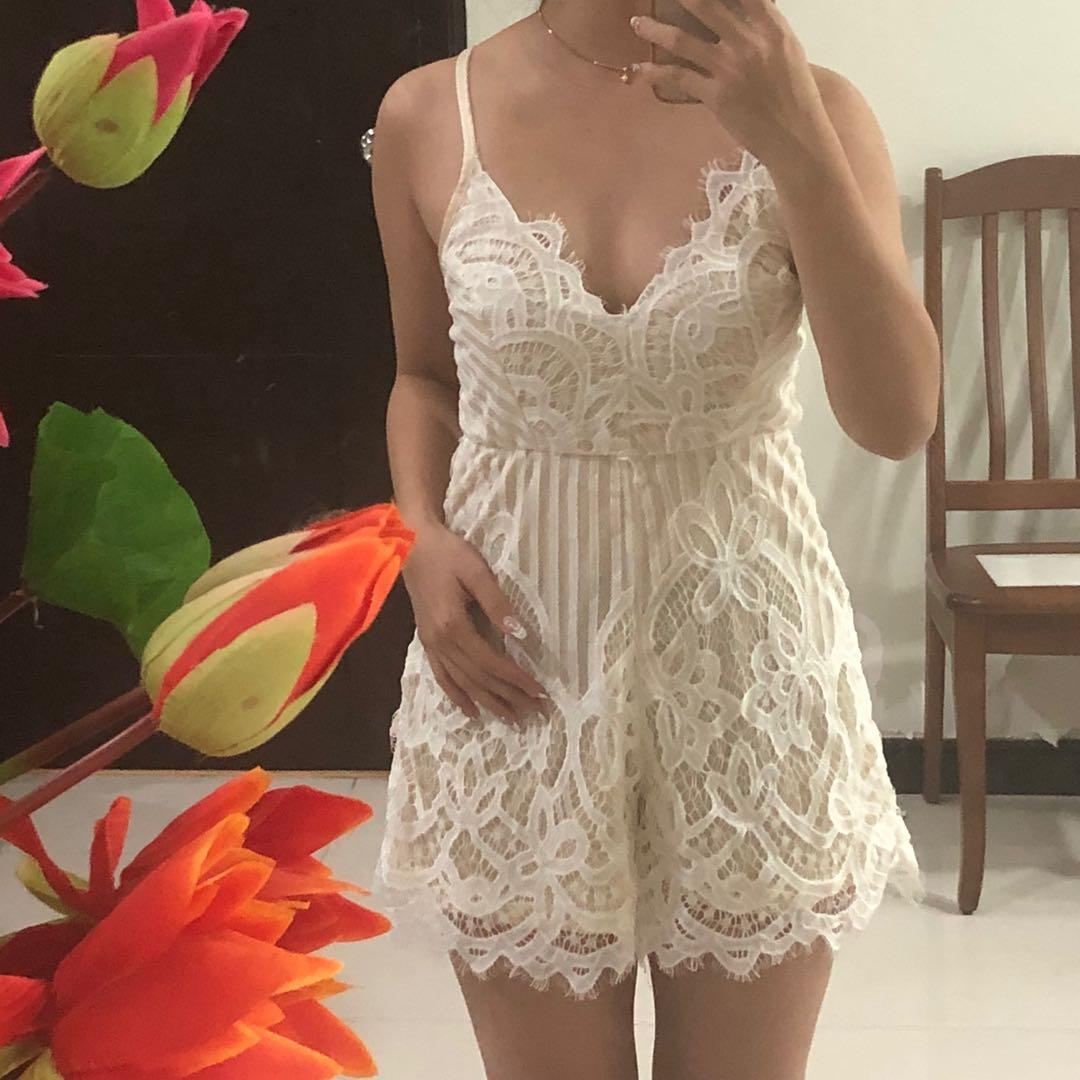 White lace rompers hot sale