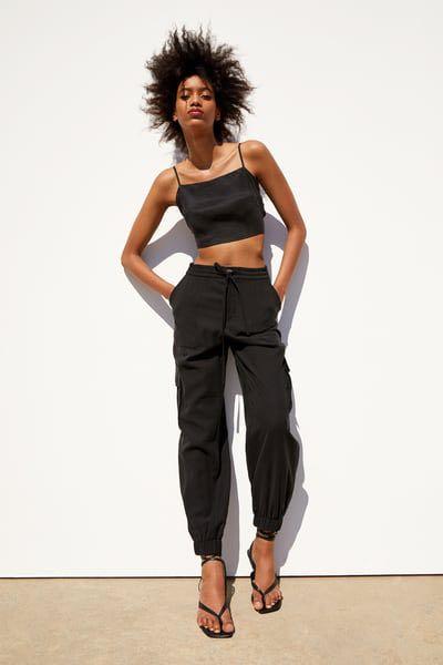 Zara Black Cargo Pants, Women's Fashion, Bottoms, Other Bottoms on Carousell