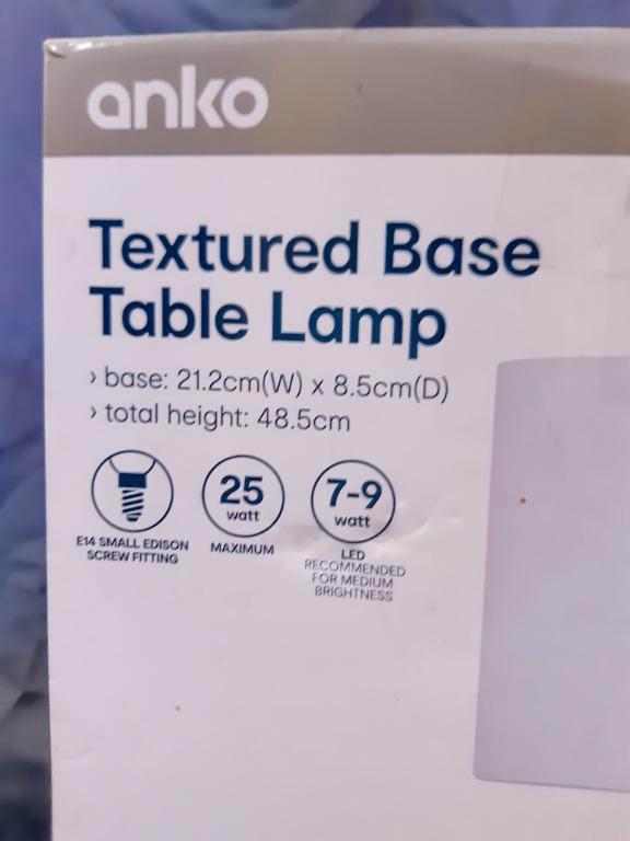 Anko Textured Base Table Lamp, Furniture & Home Living, Lighting & Fans