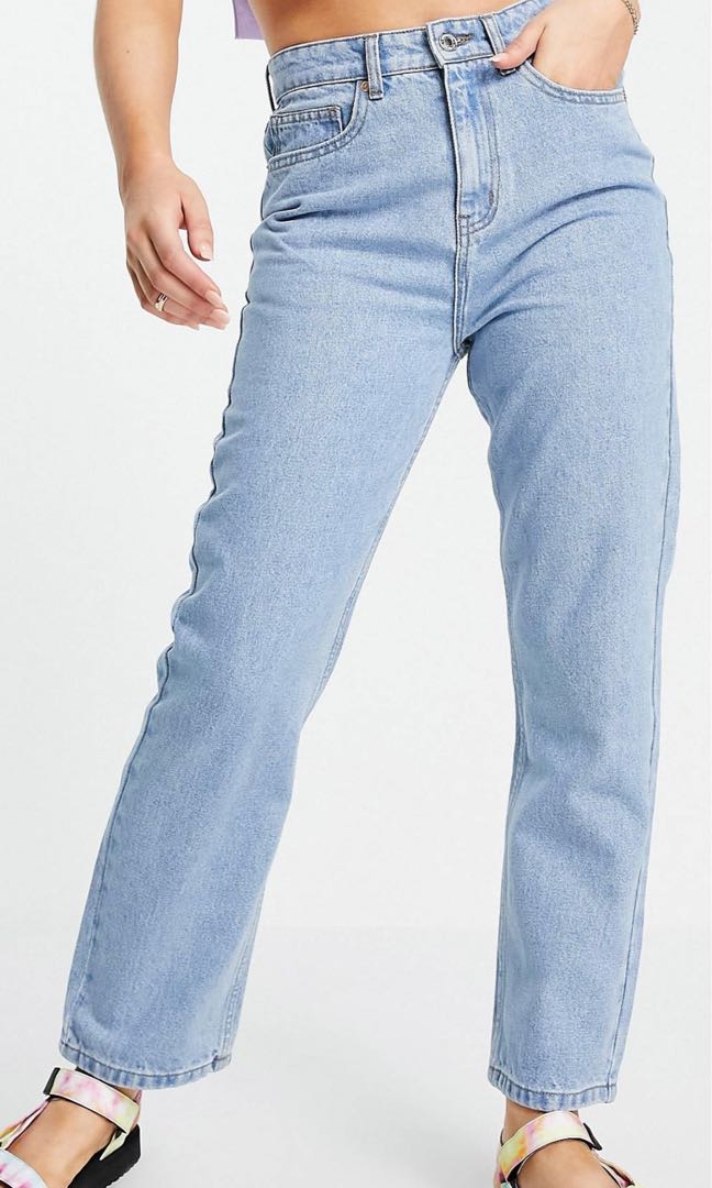 High Waisted Cropped Straight Leg Jeans 