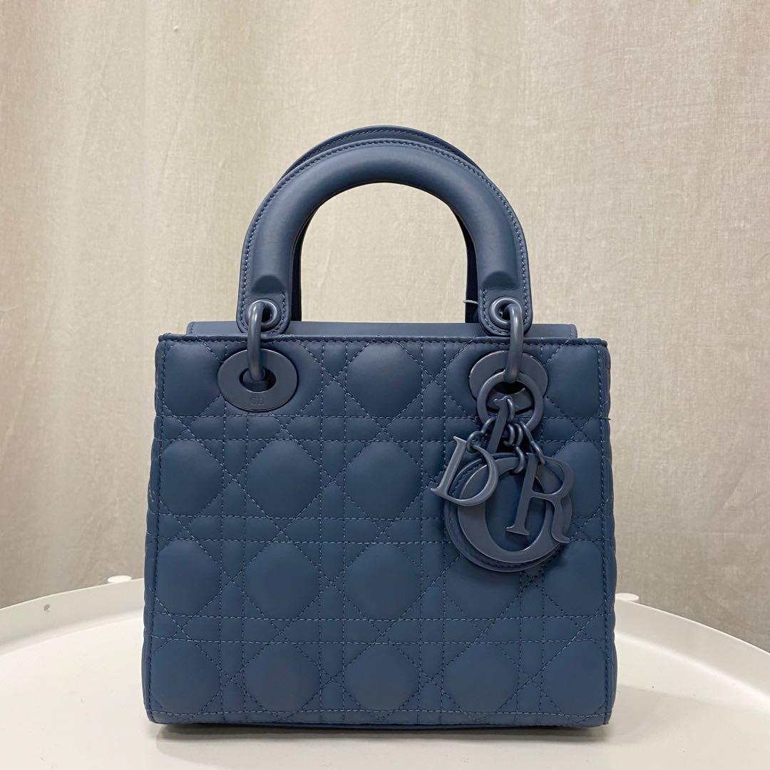 Authentic Dior My ABC Lady Dior Small Ultramatte Indigo Blue Bag in Lambskin and Matte Hardware