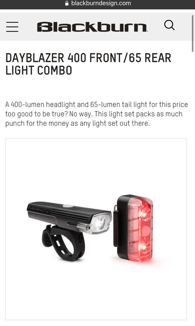 Blackburn Dayblazer 400 Lumens Front and 65 Rear Lumens Bicycle