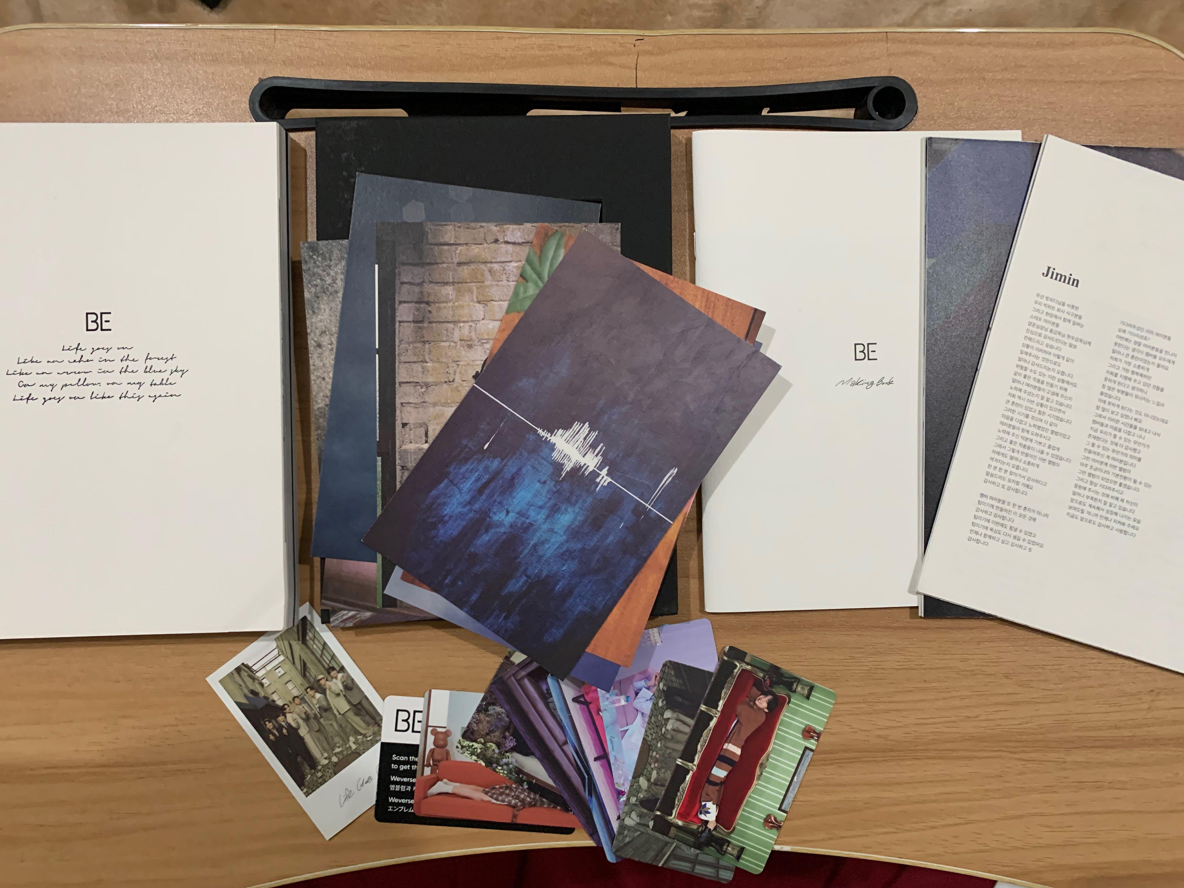 BTS BE Deluxe Album (Inclusions Only) (Category: CDs & DVDs) located in Manila. Submitted by nineargh (Listing ID 1160056496, Image 1). Description: Hi! Selling ALL the inclusions from my BE Album. The hardcover got stained w dirt due to storage and moving around, so I will not include it. I undertsand how valuable it is as well and I feel bad it wasn’t protected well. However all inclusion from the album is here and is sold as a bundle. This was