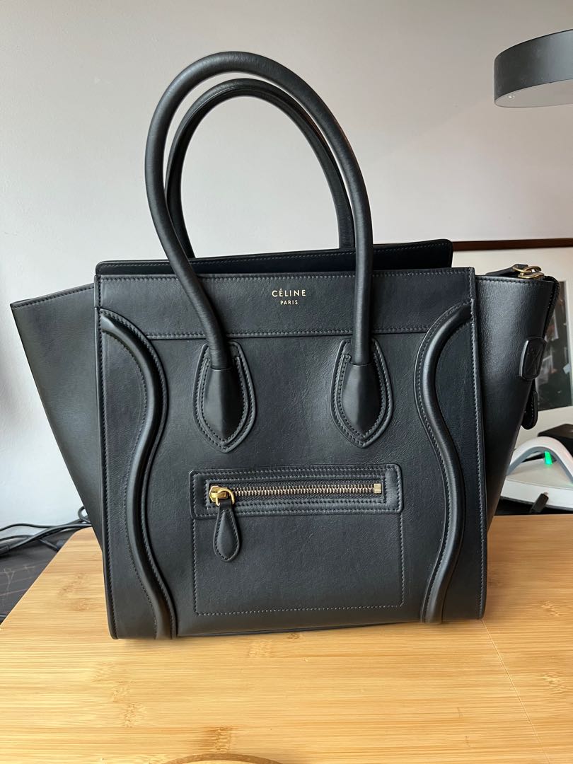 Celine micro luggage bag smooth black calfskin, Women's Fashion, Bags ...