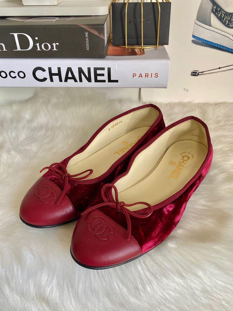 Chanel velvet flats hotsell