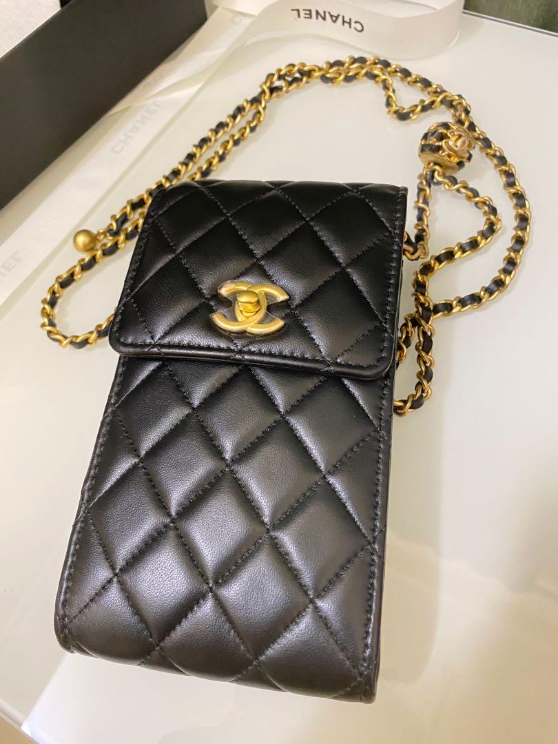 Chanel phone case holder 金球22s 新款brand new 電話袋黑色銀包小袋 