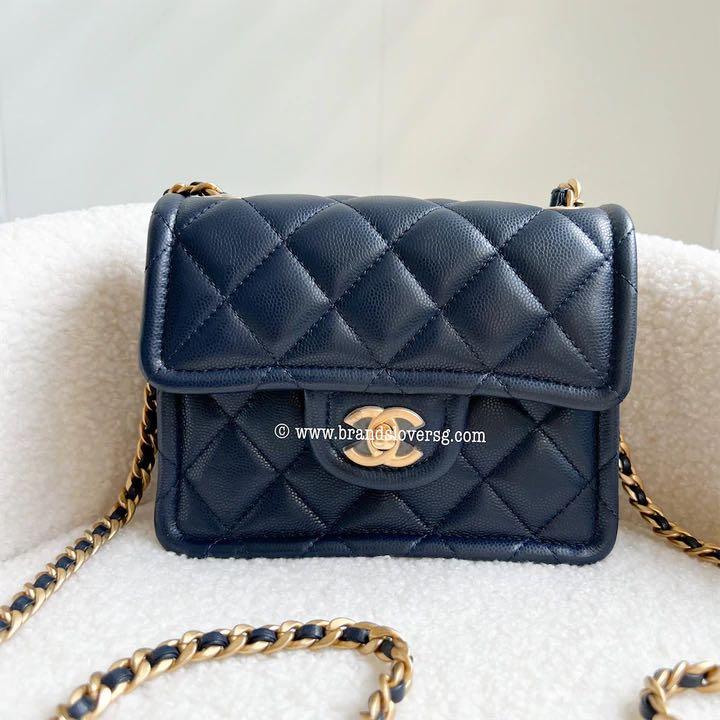 ✖️SOLD✖️ Chanel Seasonal Square Mini in Navy Caviar AGHW, Luxury, Bags &  Wallets on Carousell