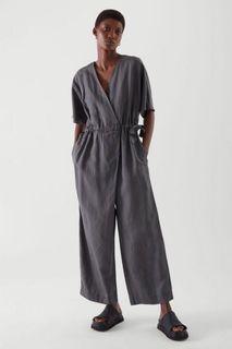 COS Linen Wrap Jumpsuit - grey color