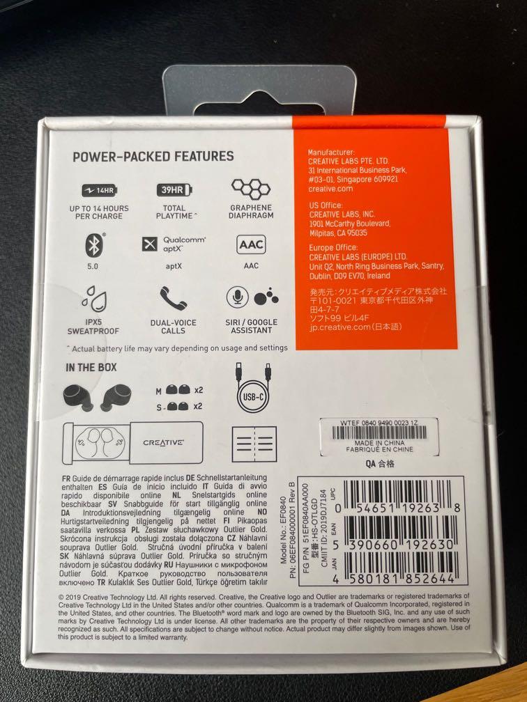 Creative Outlier Gold Brand New Audio Earphones on Carousell