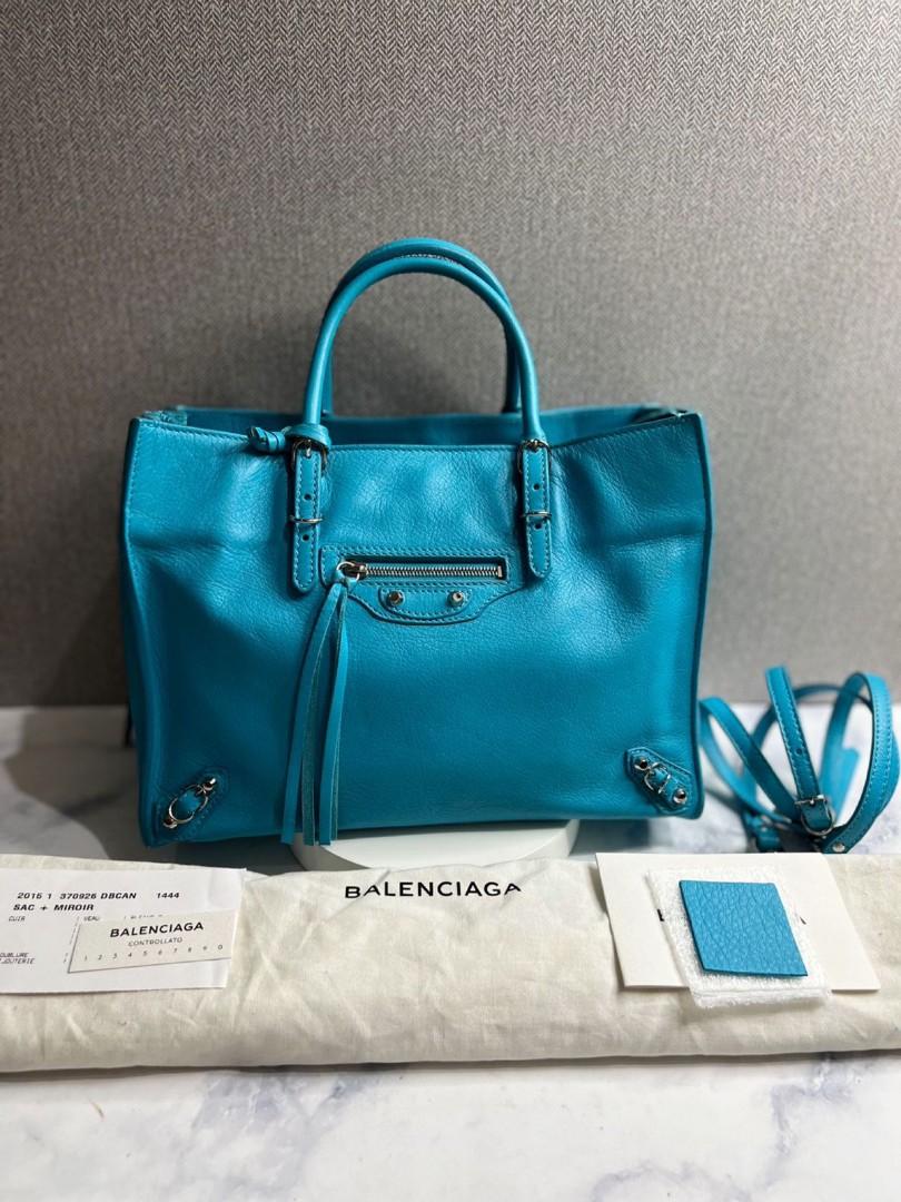 Fast Sale Reprice, Owner BU 🙏🏼 Sale Deal, Excellent,  Balenciaga Papier Mini A6 Blue Goatskin Leather 2015, size 26x18x10cm,  Complete with