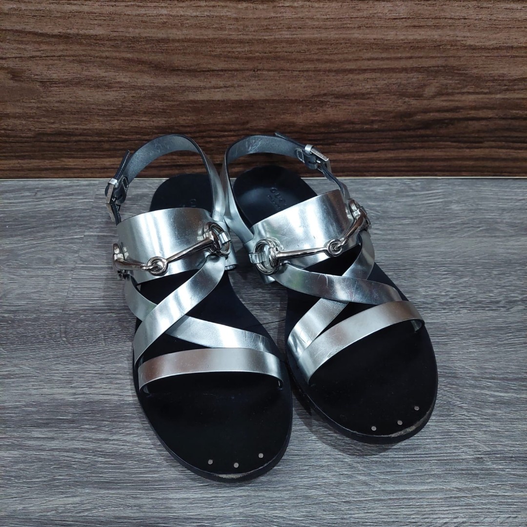 Fast Sale, Gucci Sandals Silver, sz 38 insole 25 cm, With dustbag and  box, •Nett, •Exclude ongkir