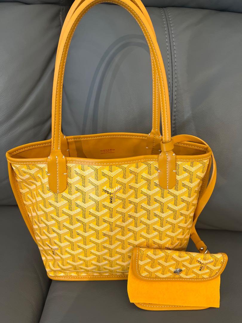 Goyard, Bags, Goyard Anjou Mini Calfskin Leather Tote Yellow
