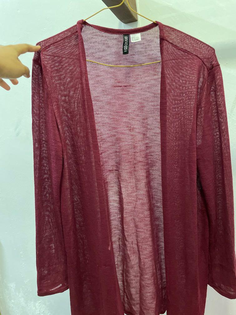 H&m burgundy cardigan sales