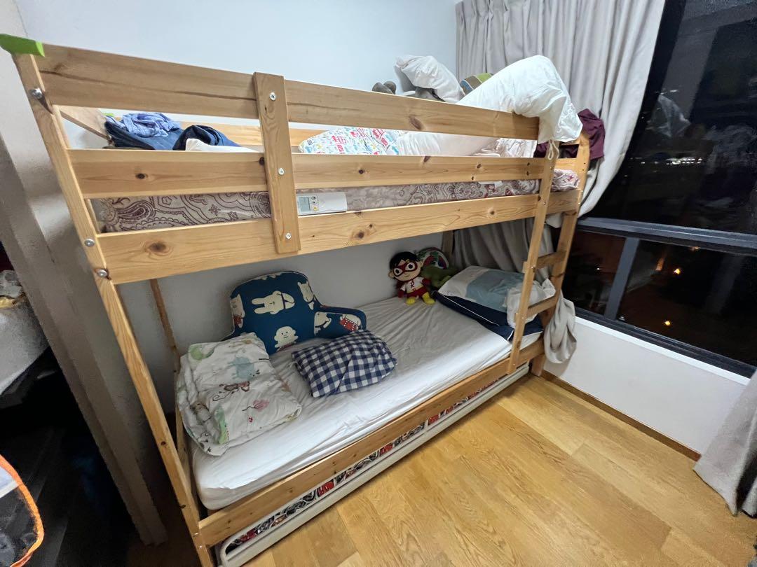 IKEA bunk bed with mattress , Furniture & Home Living, Furniture, Bed