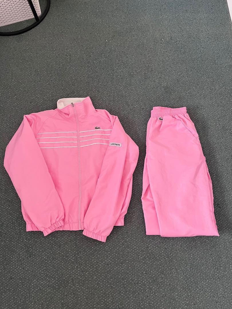 Pink lacoste tracksuit sales