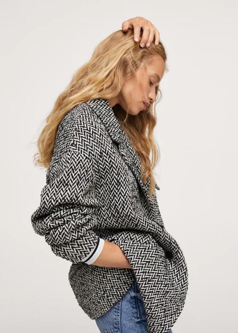 Mango Herringbone doublebreasted coat, Women's Fashion, Coats, Jackets