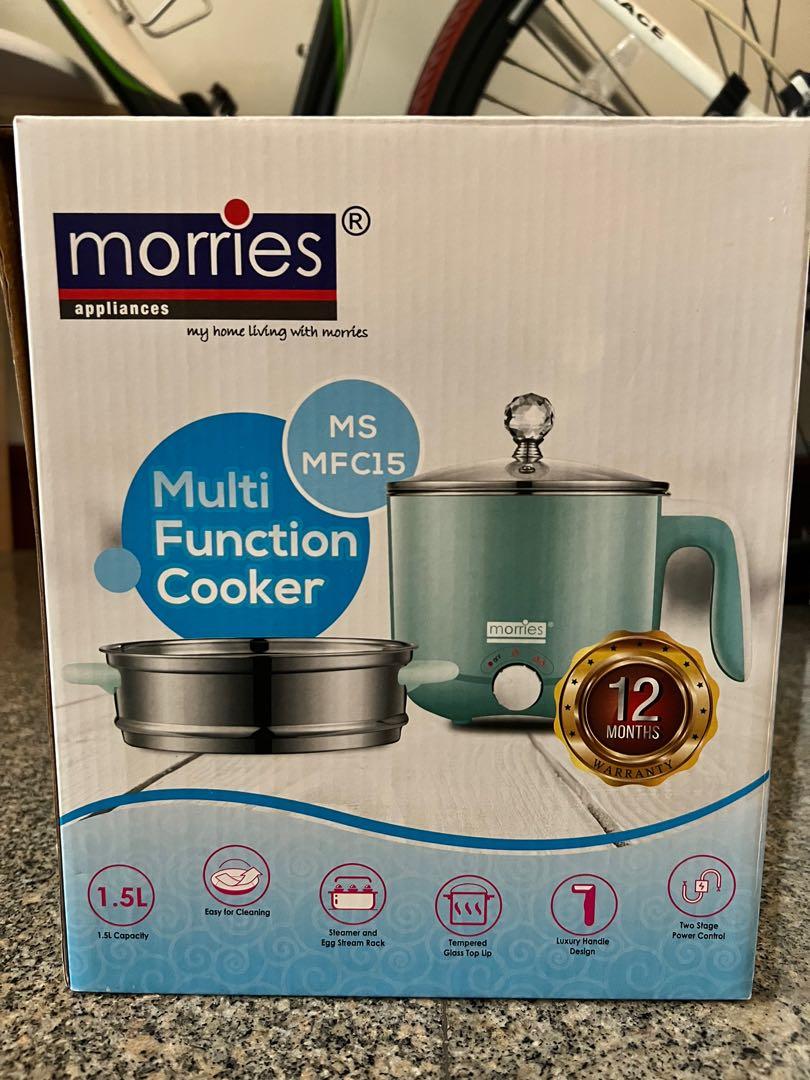 Morries Multi Function Cooker (Category: Cookers) located in Singapore. Submitted by p.warehouse (Listing ID 1160014920, Image 1). Description: Self collection at East Side. Delivery +$10. Lightly used twice. Suitable for instant noodle, individual hotpot, steaming purposes..