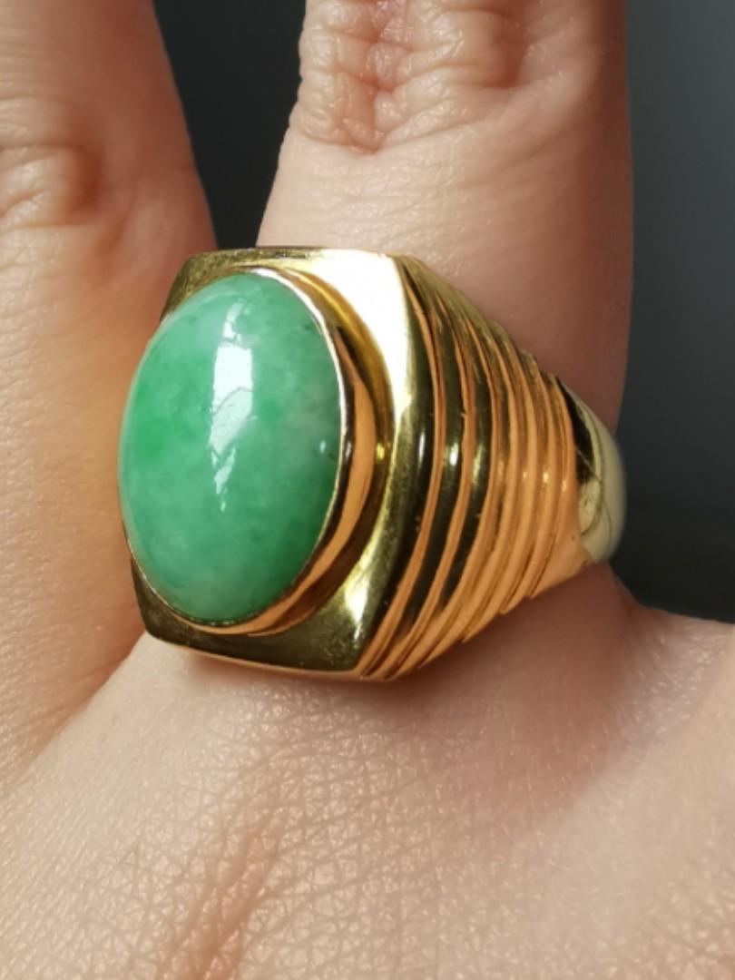 Natural Jade Ring 916 gold Simple band Women s Fashion Jewelry