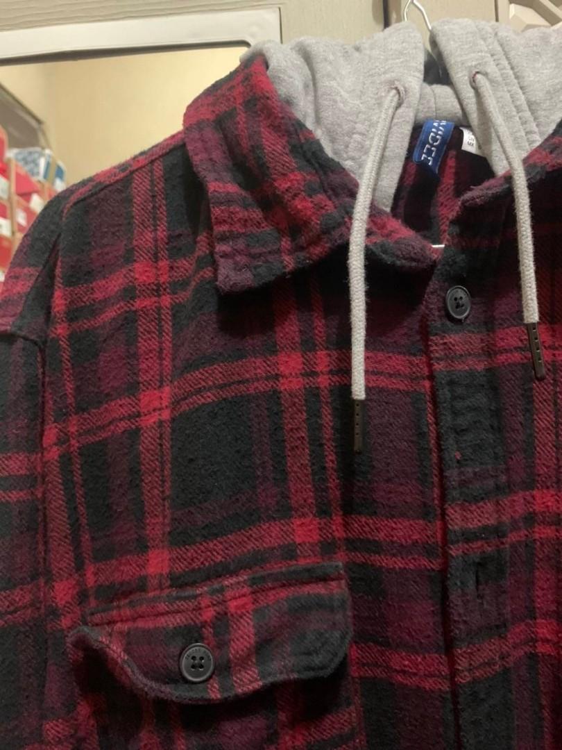 H&m flannel hoodie on sale