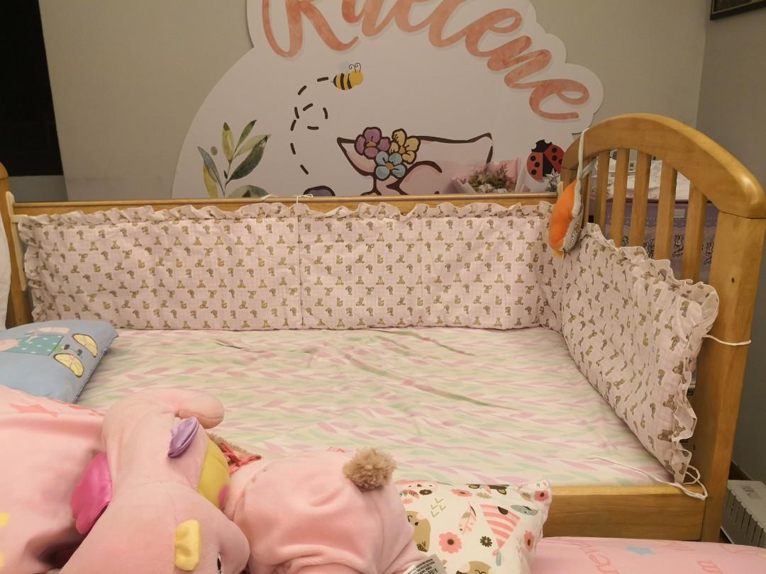 Pink Cot bumper (bear design), Babies & Kids, Baby Nursery & Kids