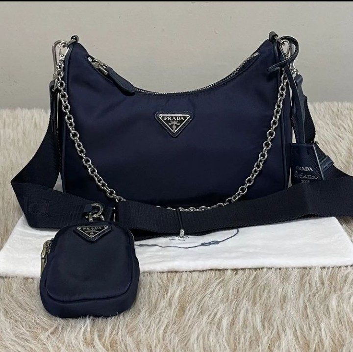 Prada Re edition Dark Blue, Luxury, Bags & Wallets on Carousell