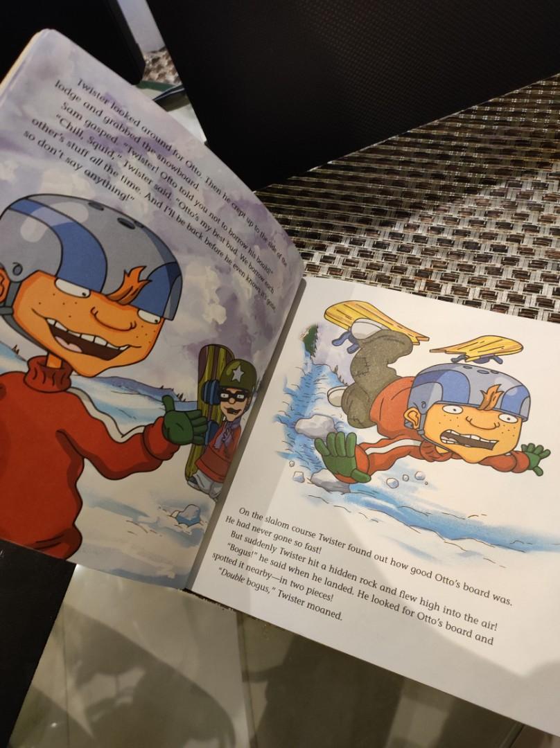 Rocket power Nickelodeon Children's book (Category: Children's Books) located in Taguig. Submitted by sothyalbookshop (Listing ID 1160004672, Image 3). Description: With his righteous new snowboard, it looks like Otto has the Winterfest Snowboard Slalom in the bag, but Twister has been scoping Otto's board for days and as soon as Otto turns his back, Twister borrows it for a test run and breaks it. Original. Pre-loved, but still in great conditio