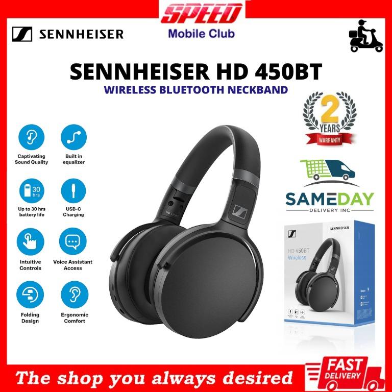  Sennheiser Consumer Audio HD 450BT Bluetooth 5.0 Wireless  Headphone with Active Noise Cancellation - 30-Hour Battery Life, USB-C Fast  Charging, Virtual Assistant Button, Foldable - White : Electronics