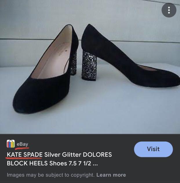 Sepatu Heels / Silver Glitter Block 
