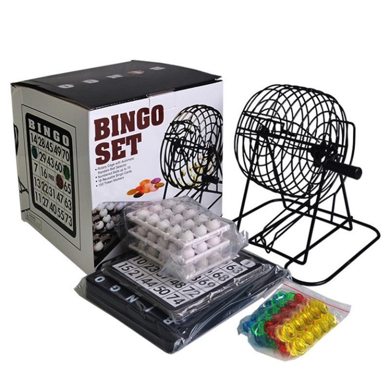 [SG Ready Stocks] Bingo Set Traditional Bingo Lottery Family Game Set Cage Balls Cards Counters
