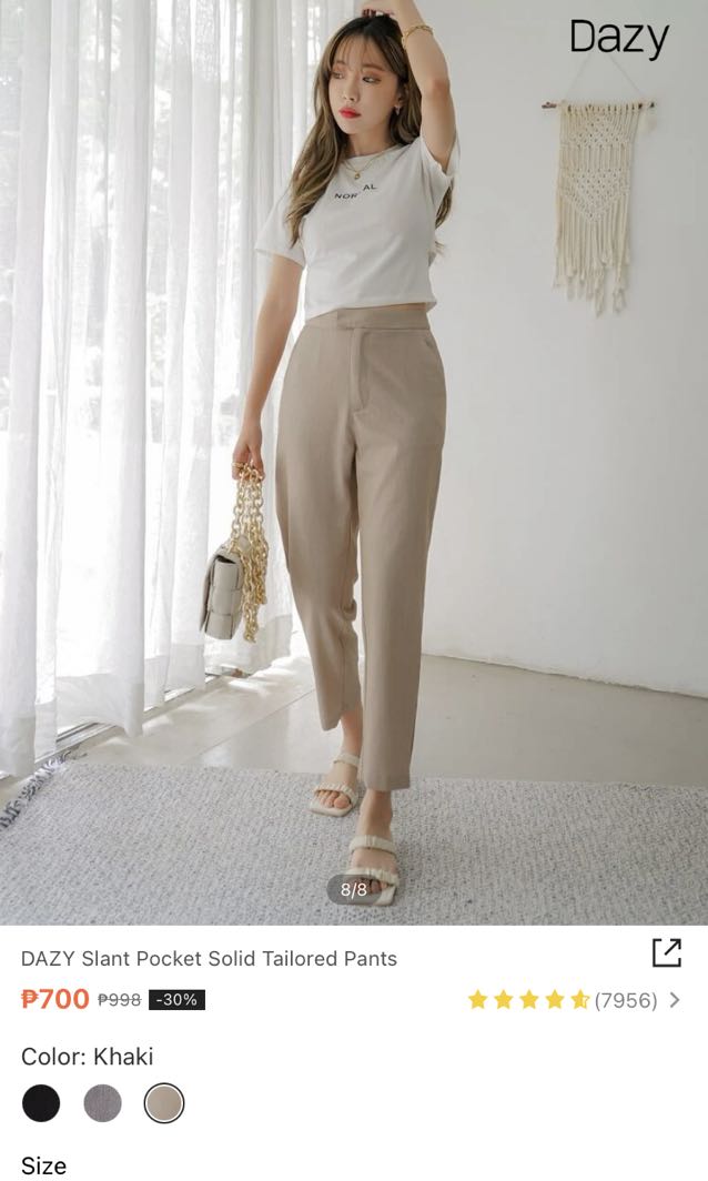 SheIn Womens Grey Polyester Blend Trousers Size L L30 in Regular Rewards   Monetha