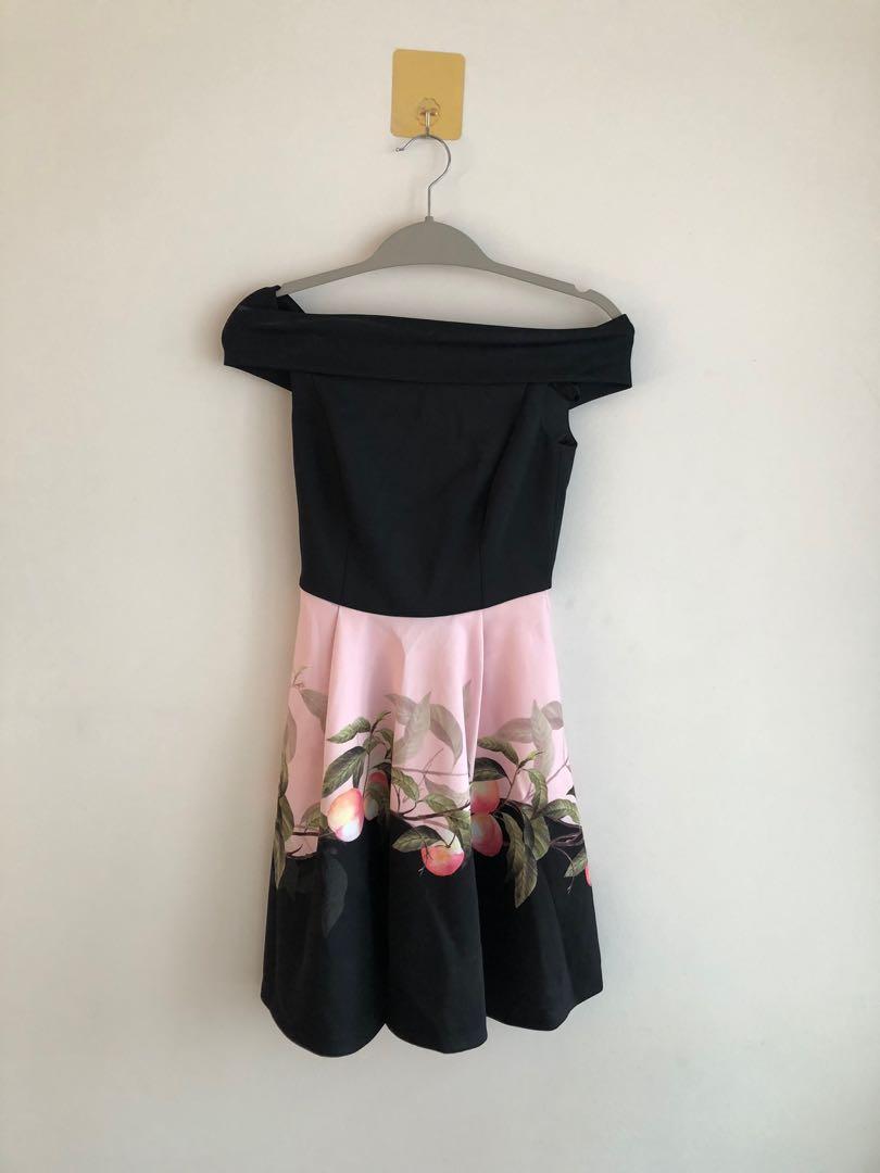 Ted Baker Peach Blossom Tekeya off shoulder dress
