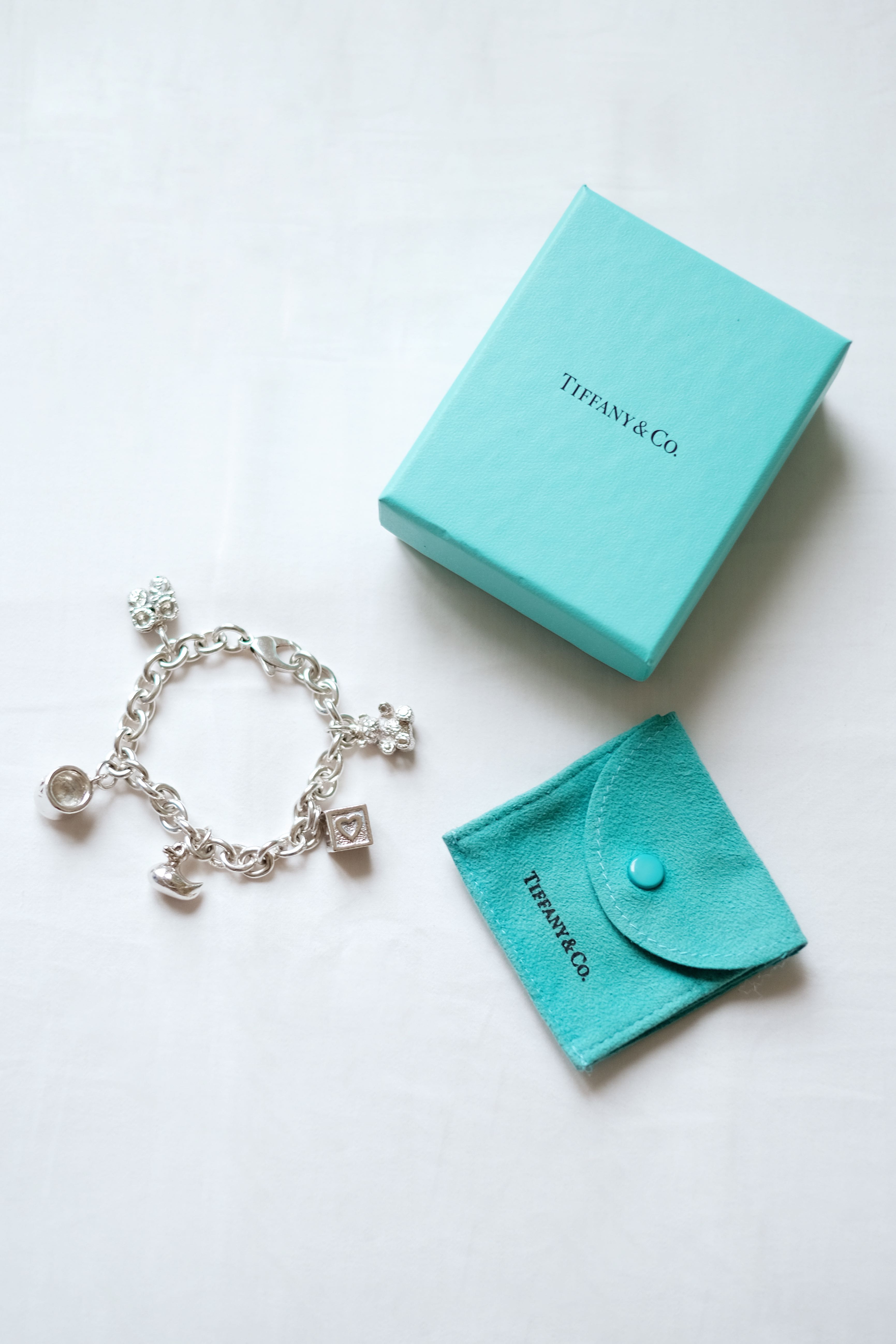Tiffany Co. Silver baby theme charms bracelet 17.5 cm