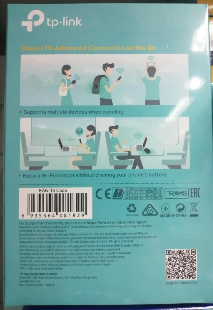Tp link M7450 4g Pocket Wifi (Category: Networking) located in Rizal. Submitted by Technobyte (Listing ID 1159979791, Image 3). Description: Tp link m7450 300mbps LTE advanced mobile wifi ac 1200 dual band wifi LTE ADVANCED CAT 6:UP TO 300MBPS DOWNLOAD AND 50 MBPS UPLOAD SPEEDS COMPATIBILITY : SUPPORT 4G+/4G/3G Network..