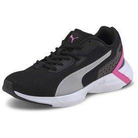 USED ONCE IN BOX PUMA Space Runner Black White Luminous Pink Sneakers in UK5