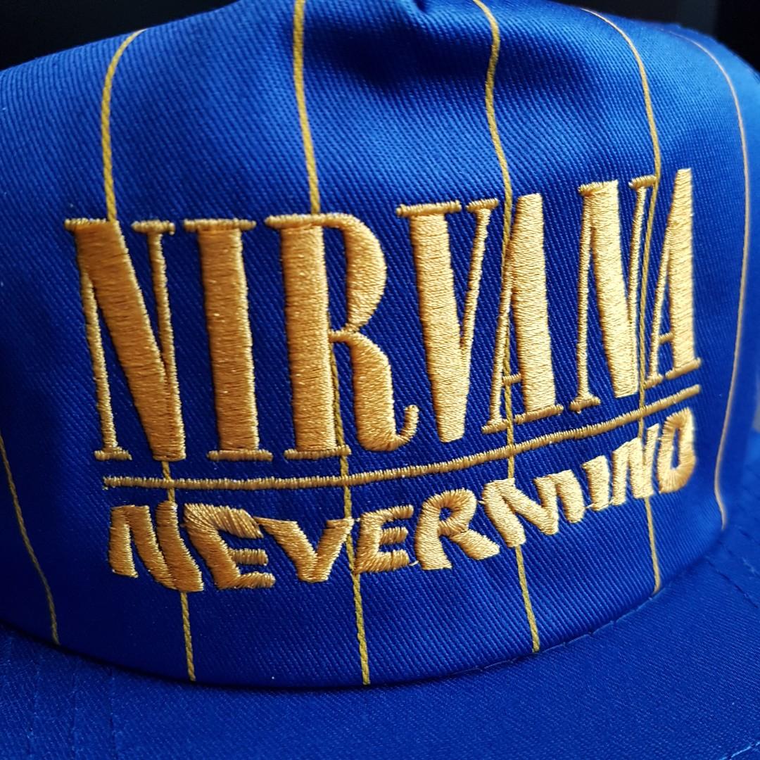 Vintage 90s Nirvana Nevermind Geffen Records promo merchandise cap hat rare  Kurt Cobain grunge band collector's limited
